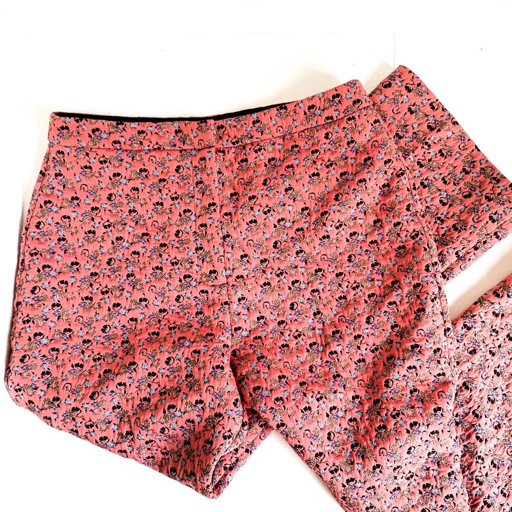 topshop pink floral print straight leg pants sz 8